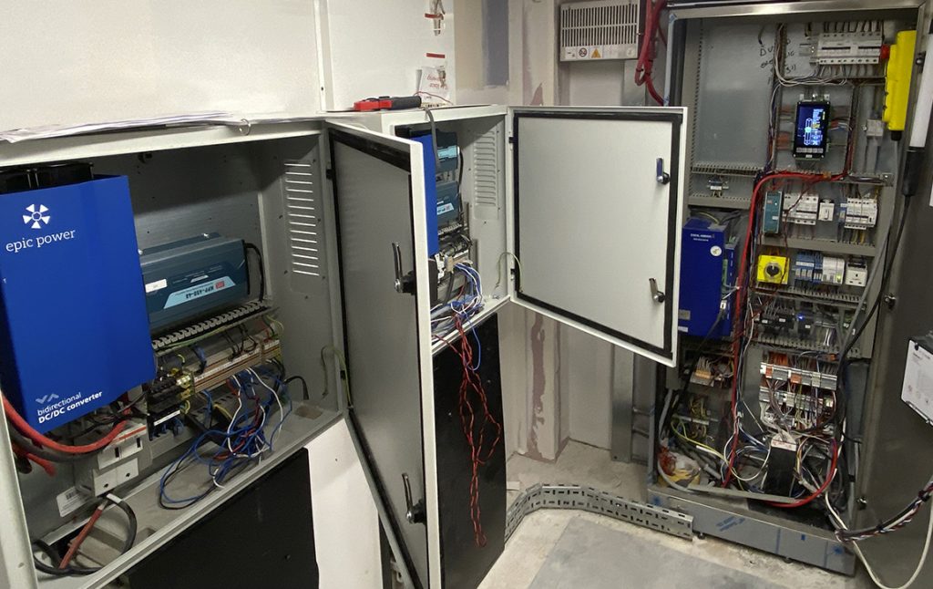 Machine room with evacuation technology for elevators from Epic Power Lifts.